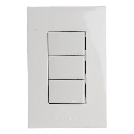 Apagador Triple Sencillo 1 Gang 15A 127VCA Con Placa Tipo ROYER Blanco (10062113WP)