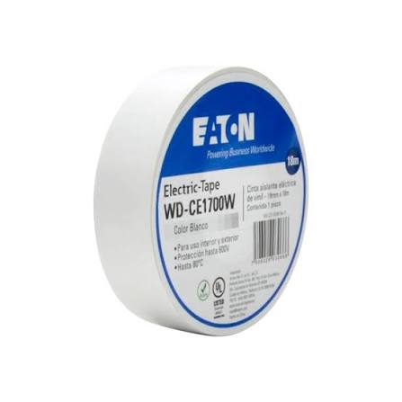 Cinta Aislante Uso Electrico 18mmX18m aislamiento hasta 600V UL Blanco EATON