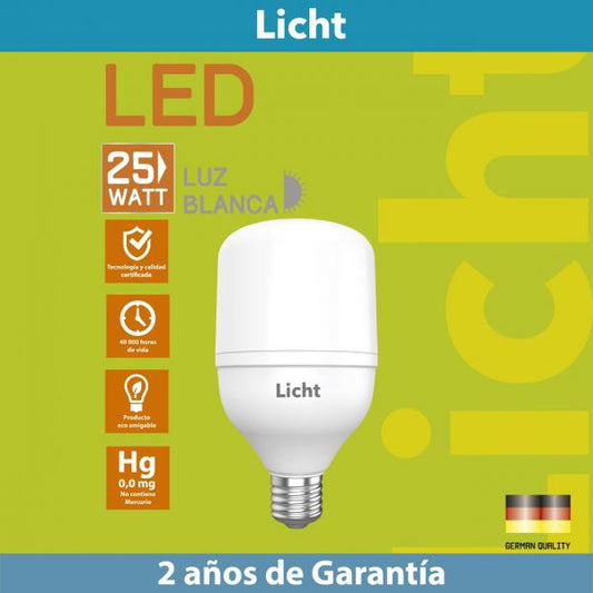 BOMBILLO 25W 6500K (LICHT LECT) LUZ BLANCA (C/50)