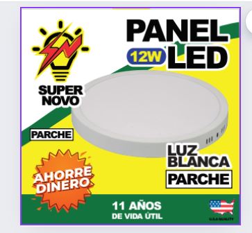 PANEL DE PARCHE REDONDA 12W 6500K (SUPER NOVO) LUZ BLANCA (C/40)