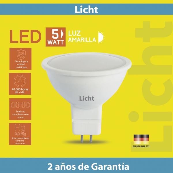MR 16 LUZ CALIDA 5W (LICHT LED) 3000K (C7/100)
