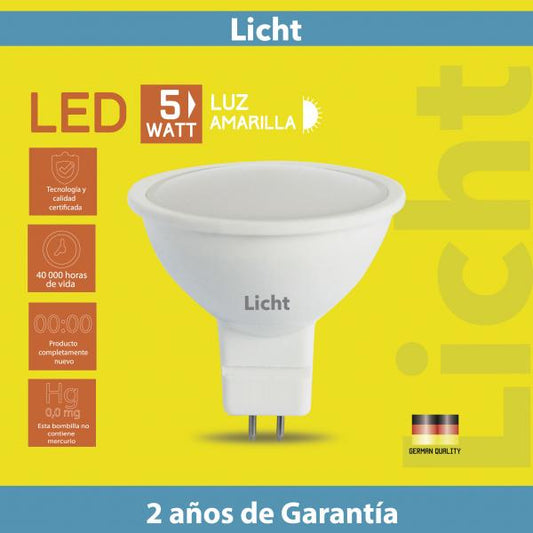 MR 16 LUZ CALIDA 5W (LICHT LED) 3000K (C7/100)